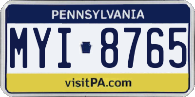 PA license plate MYI8765