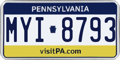 PA license plate MYI8793