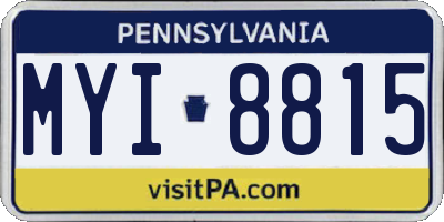 PA license plate MYI8815