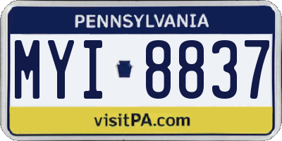 PA license plate MYI8837