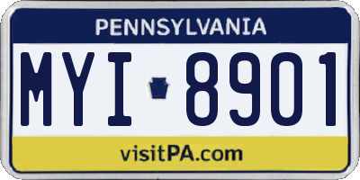 PA license plate MYI8901
