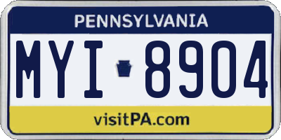 PA license plate MYI8904