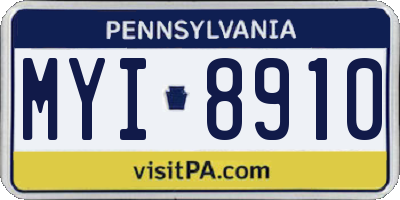 PA license plate MYI8910