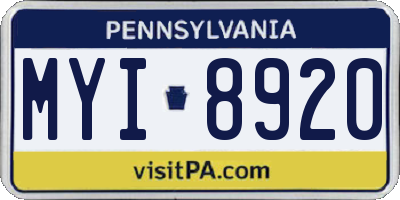 PA license plate MYI8920