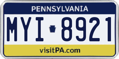 PA license plate MYI8921
