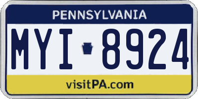 PA license plate MYI8924