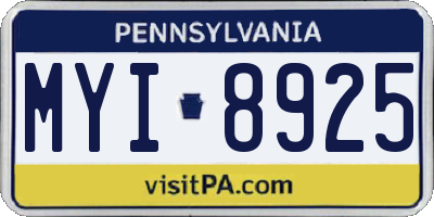 PA license plate MYI8925