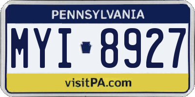 PA license plate MYI8927