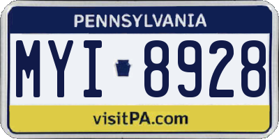 PA license plate MYI8928