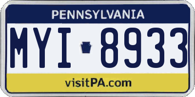 PA license plate MYI8933