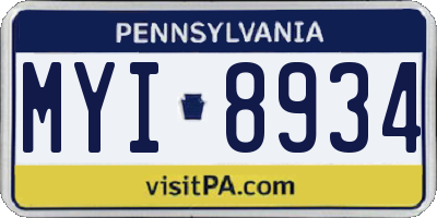 PA license plate MYI8934