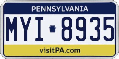 PA license plate MYI8935