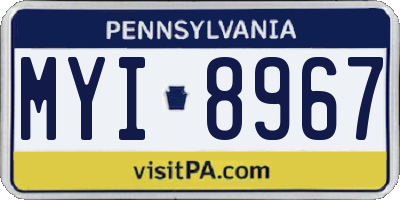 PA license plate MYI8967
