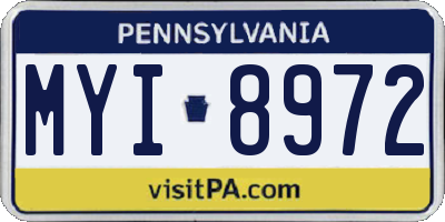 PA license plate MYI8972