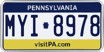 PA license plate MYI8978