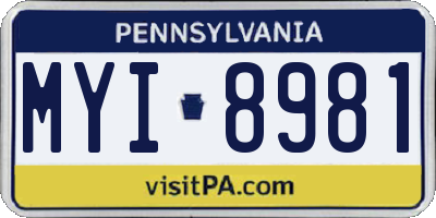 PA license plate MYI8981