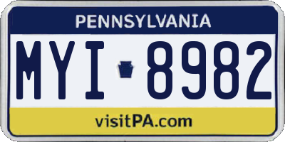 PA license plate MYI8982