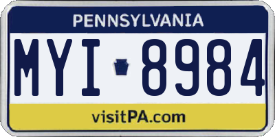 PA license plate MYI8984