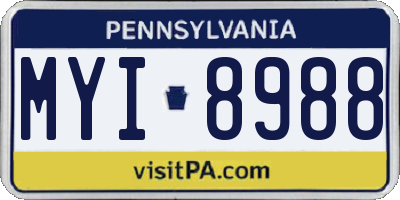 PA license plate MYI8988