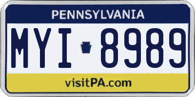 PA license plate MYI8989