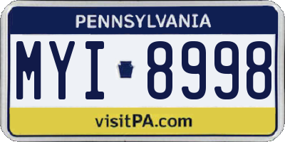 PA license plate MYI8998