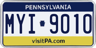 PA license plate MYI9010