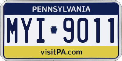 PA license plate MYI9011