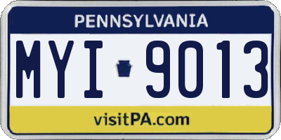 PA license plate MYI9013