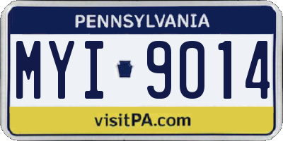 PA license plate MYI9014