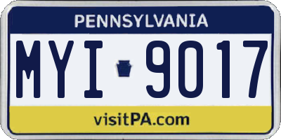 PA license plate MYI9017