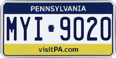 PA license plate MYI9020