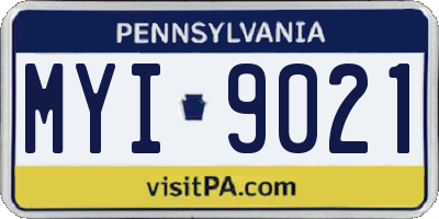 PA license plate MYI9021