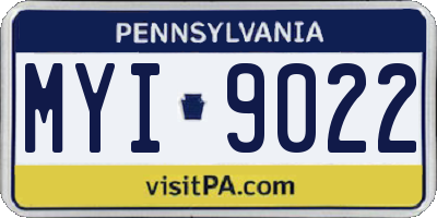 PA license plate MYI9022