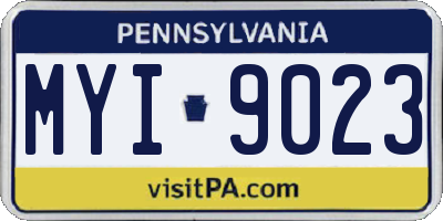 PA license plate MYI9023