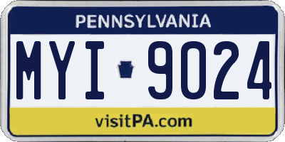PA license plate MYI9024