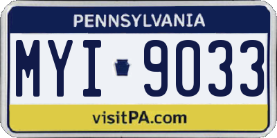 PA license plate MYI9033