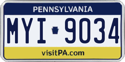 PA license plate MYI9034