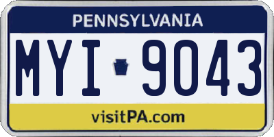 PA license plate MYI9043