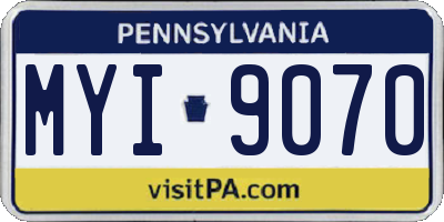 PA license plate MYI9070