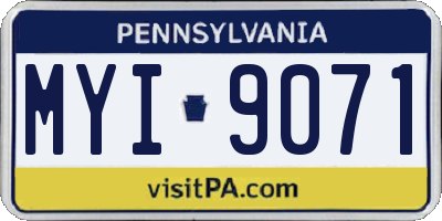 PA license plate MYI9071