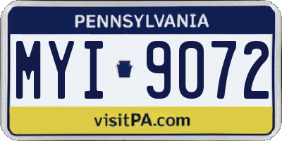 PA license plate MYI9072
