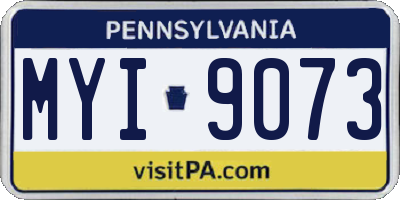 PA license plate MYI9073