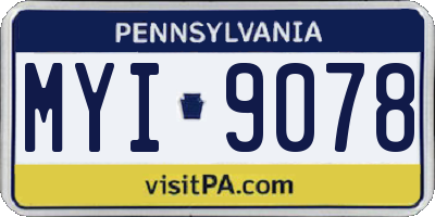 PA license plate MYI9078