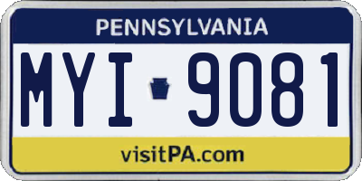 PA license plate MYI9081