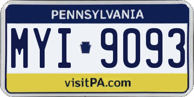 PA license plate MYI9093