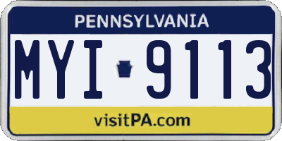 PA license plate MYI9113