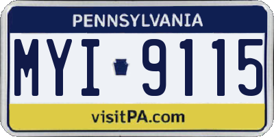PA license plate MYI9115
