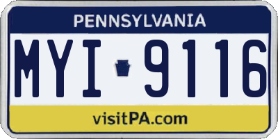 PA license plate MYI9116