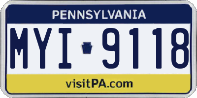 PA license plate MYI9118