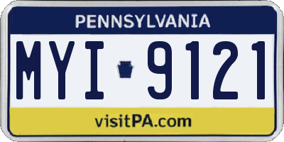 PA license plate MYI9121